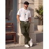image:imageCOOFANDY Mens Casual Pants Elastic Waist Drawstring Cotton Chino Pant Twill Stretch Slacks with PocketsOlive