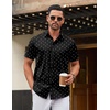 image:imageCOOFANDY Mens Stretch Dress Shirts Short Sleeve Wrinkle Free Casual Button Down ShirtsBlack  White Dots