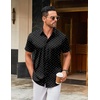 image:imageCOOFANDY Mens Stretch Dress Shirts Short Sleeve Wrinkle Free Casual Button Down ShirtsBlack  White Dots