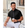 image:imageCOOFANDY Mens Stretch Dress Shirts Short Sleeve Wrinkle Free Casual Button Down ShirtsBlack  White Dots