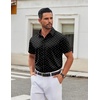 image:imageCOOFANDY Mens Stretch Dress Shirts Short Sleeve Wrinkle Free Casual Button Down ShirtsBlack  White Dots