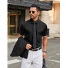 image:imageCOOFANDY Mens Stretch Dress Shirts Short Sleeve Wrinkle Free Casual Button Down ShirtsBlack  White Dots