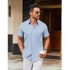 image:imageCOOFANDY Mens Stretch Dress Shirts Short Sleeve Wrinkle Free Casual Button Down ShirtsBlue Stripes  Black Dots