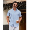 image:imageCOOFANDY Mens Stretch Dress Shirts Short Sleeve Wrinkle Free Casual Button Down ShirtsBlue Stripes  Black Dots