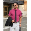 image:imageCOOFANDY Mens Stretch Dress Shirts Short Sleeve Wrinkle Free Casual Button Down ShirtsBright Pink