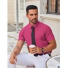image:imageCOOFANDY Mens Stretch Dress Shirts Short Sleeve Wrinkle Free Casual Button Down ShirtsBright Pink