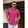 image:imageCOOFANDY Mens Stretch Dress Shirts Short Sleeve Wrinkle Free Casual Button Down ShirtsBright Pink