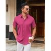 image:imageCOOFANDY Mens Stretch Dress Shirts Short Sleeve Wrinkle Free Casual Button Down ShirtsBright Pink