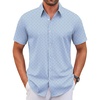image:imageCOOFANDY Mens Stretch Dress Shirts Short Sleeve Wrinkle Free Casual Button Down ShirtsBlue Stripes  Black Dots