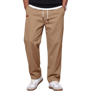 image:imageCOOFANDY Mens Casual Pants Elastic Waist Drawstring Cotton Chino Pant Twill Stretch Slacks with PocketsKhaki Brown