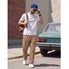 image:imageCOOFANDY Mens Casual Pants Elastic Waist Drawstring Chino Pant Cotton Twill Stretch Slacks with PocketKhaki Brown