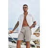 image:imageCOOFANDY Mens Casual Shorts Drawstring Summer Beach Shorts Lightweight Elastic Waist Vacation Short with PocketsLight Gray