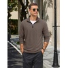 image:imageCOOFANDY Mens Quarter Zip Pullover Long Sleeve Golf Pullover LightweightBrown