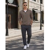 image:imageCOOFANDY Mens Quarter Zip Pullover Long Sleeve Golf Pullover LightweightBrown
