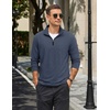 image:imageCOOFANDY Mens Quarter Zip Pullover Long Sleeve Golf Pullover LightweightDark Blue