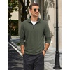 image:imageCOOFANDY Mens Quarter Zip Pullover Long Sleeve Golf Pullover LightweightDark Green