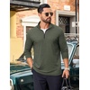 image:imageCOOFANDY Mens Quarter Zip Pullover Long Sleeve Golf Pullover LightweightDark Green