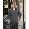 image:imageCOOFANDY Mens Quarter Zip Pullover Long Sleeve Golf Pullover LightweightDark Grey