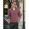 image:imageCOOFANDY Mens Quarter Zip Pullover Long Sleeve Golf Pullover LightweightDark Red