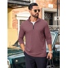 image:imageCOOFANDY Mens Quarter Zip Pullover Long Sleeve Golf Pullover LightweightDark Red