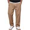 image:imageCOOFANDY Mens Casual Pants Elastic Waist Drawstring Chino Pant Cotton Twill Stretch Slacks with PocketKhaki Brown