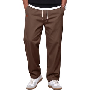 image:imageCOOFANDY Mens Casual Pants Elastic Waist Drawstring Chino Pant Cotton Twill Stretch Slacks with PocketBrown