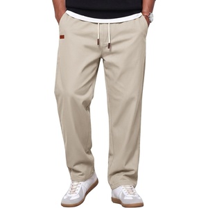 image:imageCOOFANDY Mens Casual Pants Elastic Waist Drawstring Chino Pant Cotton Twill Stretch Slacks with PocketKhaki Beige