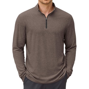 image:imageCOOFANDY Mens Quarter Zip Pullover Long Sleeve Golf Pullover LightweightBrown