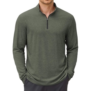 image:imageCOOFANDY Mens Quarter Zip Pullover Long Sleeve Golf Pullover LightweightDark Green