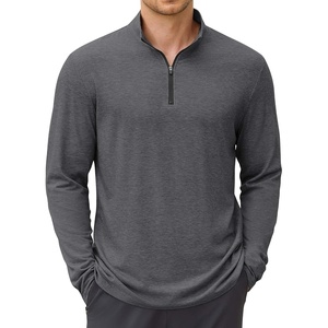 image:imageCOOFANDY Mens Quarter Zip Pullover Long Sleeve Golf Pullover LightweightDark Grey