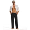 image:imageCOOFANDY Mens Casual Cotton Linen Pants Lightweight Beach Dress PantBlack