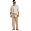 image:imageCOOFANDY Mens Casual Cotton Linen Pants Lightweight Beach Dress PantKhaki