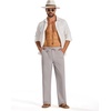 image:imageCOOFANDY Mens Casual Cotton Linen Pants Lightweight Beach Dress PantLight Grey