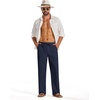 image:imageCOOFANDY Mens Casual Cotton Linen Pants Lightweight Beach Dress PantNavy Blue