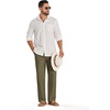 image:imageCOOFANDY Mens Casual Cotton Linen Pants Lightweight Beach Dress PantOlive Green