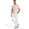 image:imageCOOFANDY Mens Casual Cotton Linen Pants Lightweight Beach Dress PantWhite