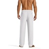 image:imageCOOFANDY Mens Casual Cotton Linen Pants Lightweight Beach Dress PantWhite