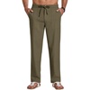 image:imageCOOFANDY Mens Casual Cotton Linen Pants Lightweight Beach Dress PantOlive Green
