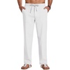 image:imageCOOFANDY Mens Casual Cotton Linen Pants Lightweight Beach Dress PantWhite