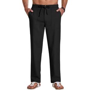 image:imageCOOFANDY Mens Casual Cotton Linen Pants Lightweight Beach Dress PantBlack