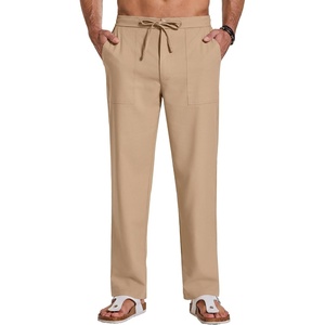 image:imageCOOFANDY Mens Casual Cotton Linen Pants Lightweight Beach Dress PantKhaki