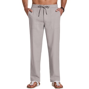 image:imageCOOFANDY Mens Casual Cotton Linen Pants Lightweight Beach Dress PantLight Grey