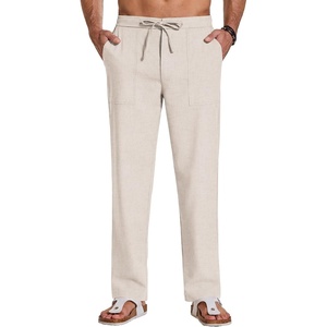 image:imageCOOFANDY Mens Casual Cotton Linen Pants Lightweight Beach Dress PantLinen Khaki