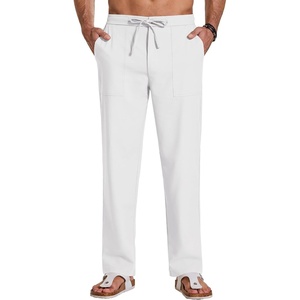 image:imageCOOFANDY Mens Casual Cotton Linen Pants Lightweight Beach Dress PantWhite