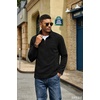 image:imageCOOFANDY Mens Fleece Quarter Zip Pullover Long Sleeve Thermal SweatshirtAll Black