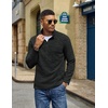 image:imageCOOFANDY Mens Fleece Quarter Zip Pullover Long Sleeve Thermal SweatshirtDark Gray