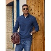 image:imageCOOFANDY Mens Fleece Quarter Zip Pullover Long Sleeve Thermal SweatshirtDenim Blue