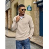 image:imageCOOFANDY Mens Fleece Quarter Zip Pullover Long Sleeve Thermal SweatshirtLight Khaki