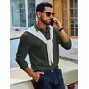 image:imageCOOFANDY Mens Long Sleeve Polo Shirts Cotton Casual Polos Button Tee ShirtArmy Green