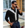 image:imageCOOFANDY Mens Long Sleeve Polo Shirts Cotton Casual Polos Button Tee ShirtBlack